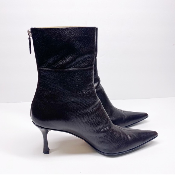 Gucci Dark Brown Pointed Toe Leather Boots - Picture 1 of 16